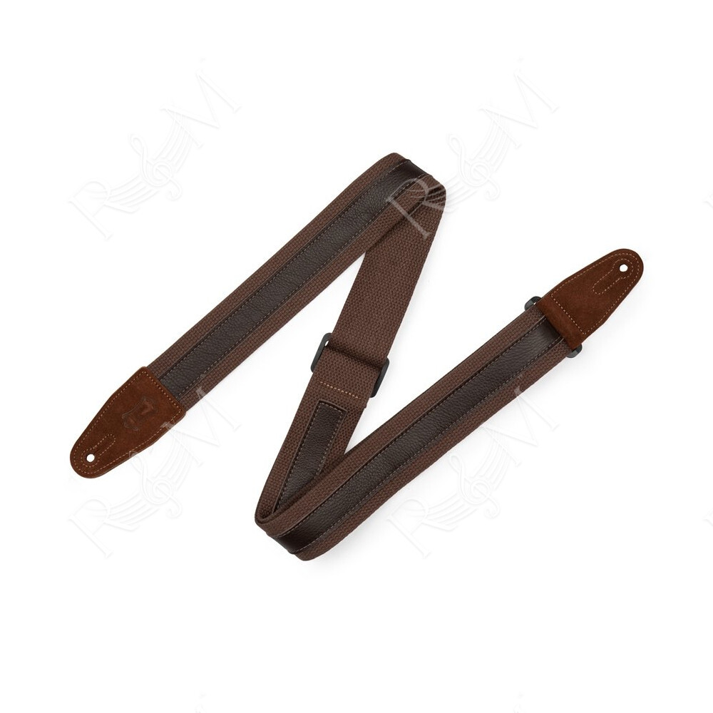 MC2CG-BRN-DBR Tracolla in cotone Brown con strip in pelle Dark Brown 2"
