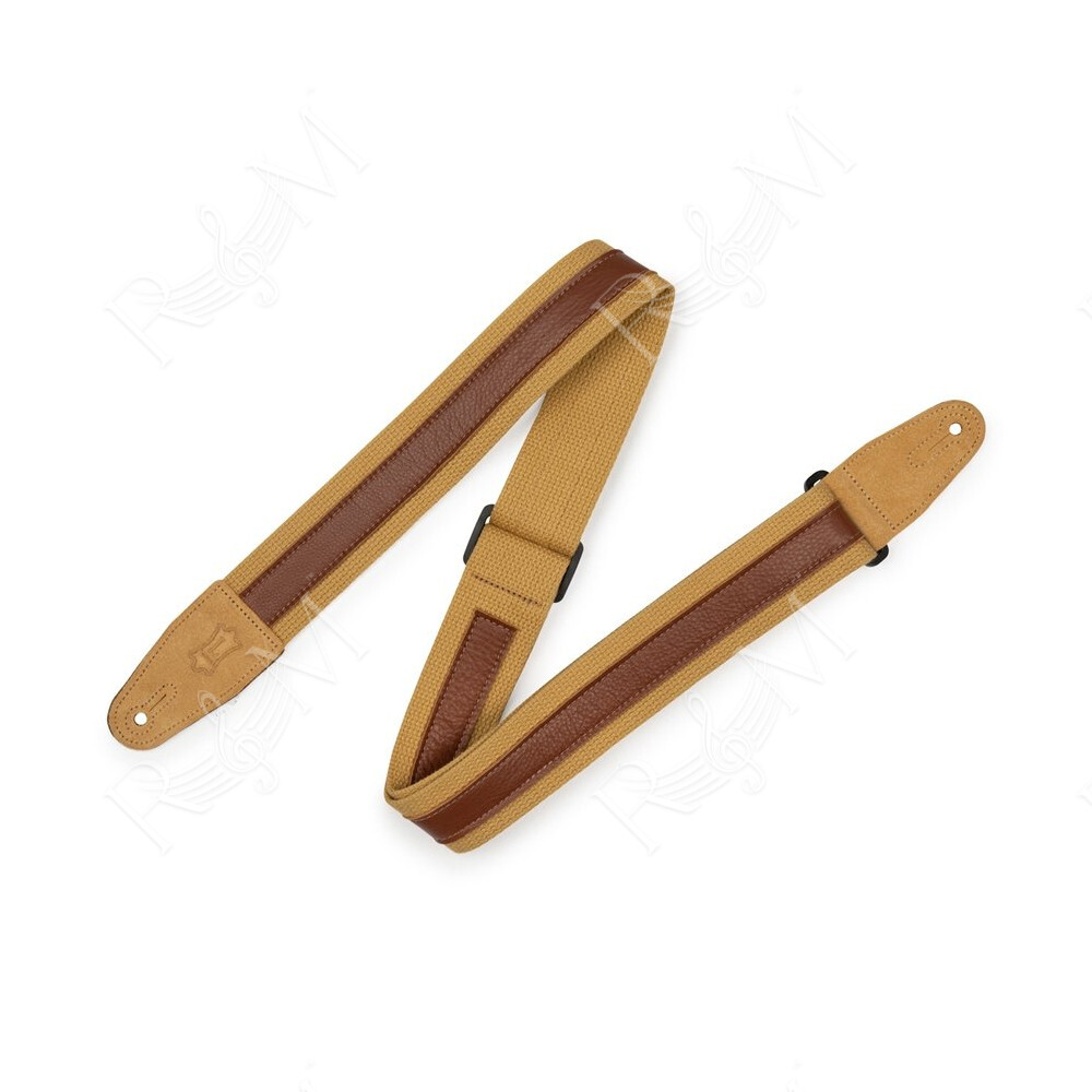 MC2CG-TAN-TAN Tracolla in cotone Tan con strip in pelle Tan 2"