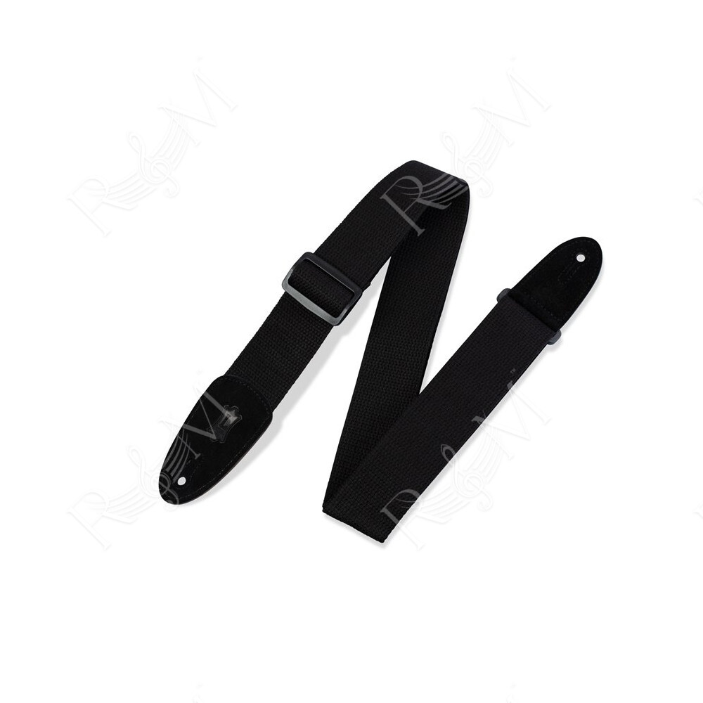 MC8-BLK Tracolla in cotone con terminali in pelle scamosciata Black 2"