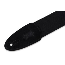 MC8-BLK Tracolla in cotone con terminali in pelle scamosciata Black 2"