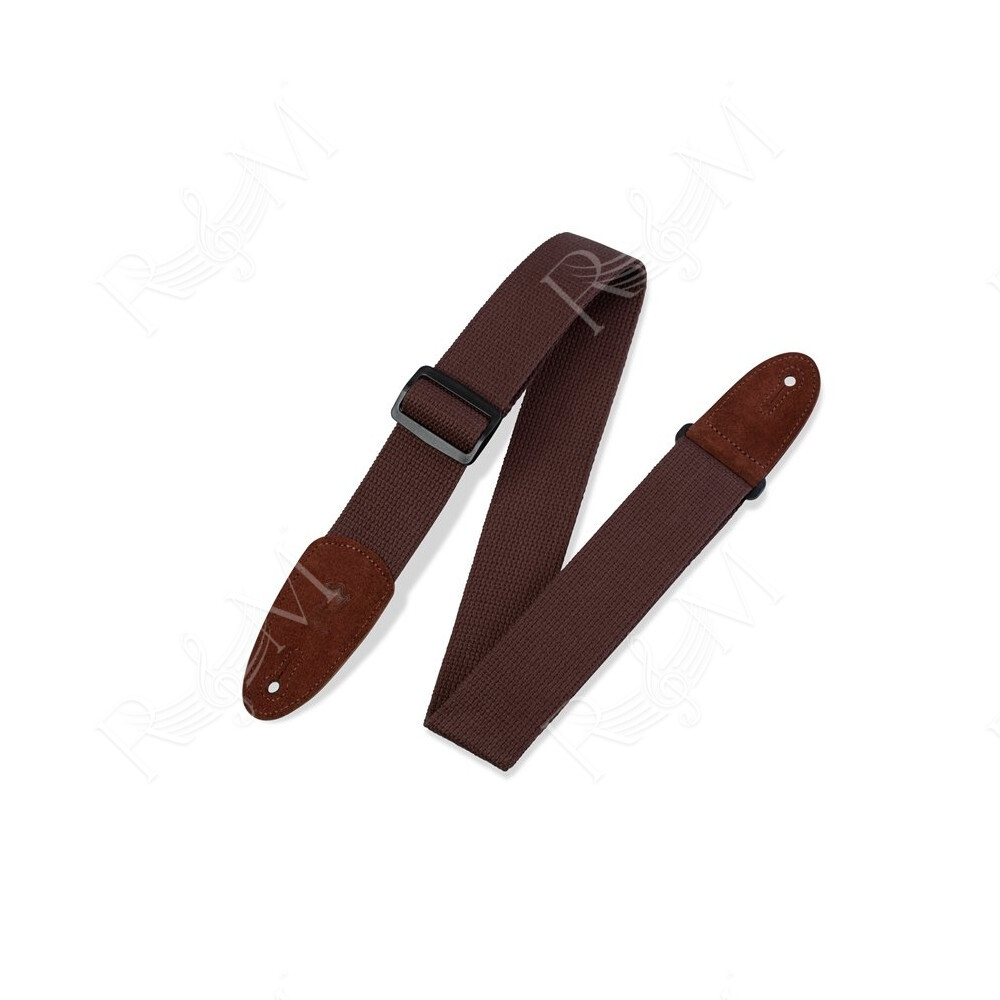 MC8-BRN Tracolla in cotone con terminali in pelle scamosciata Brown 2"