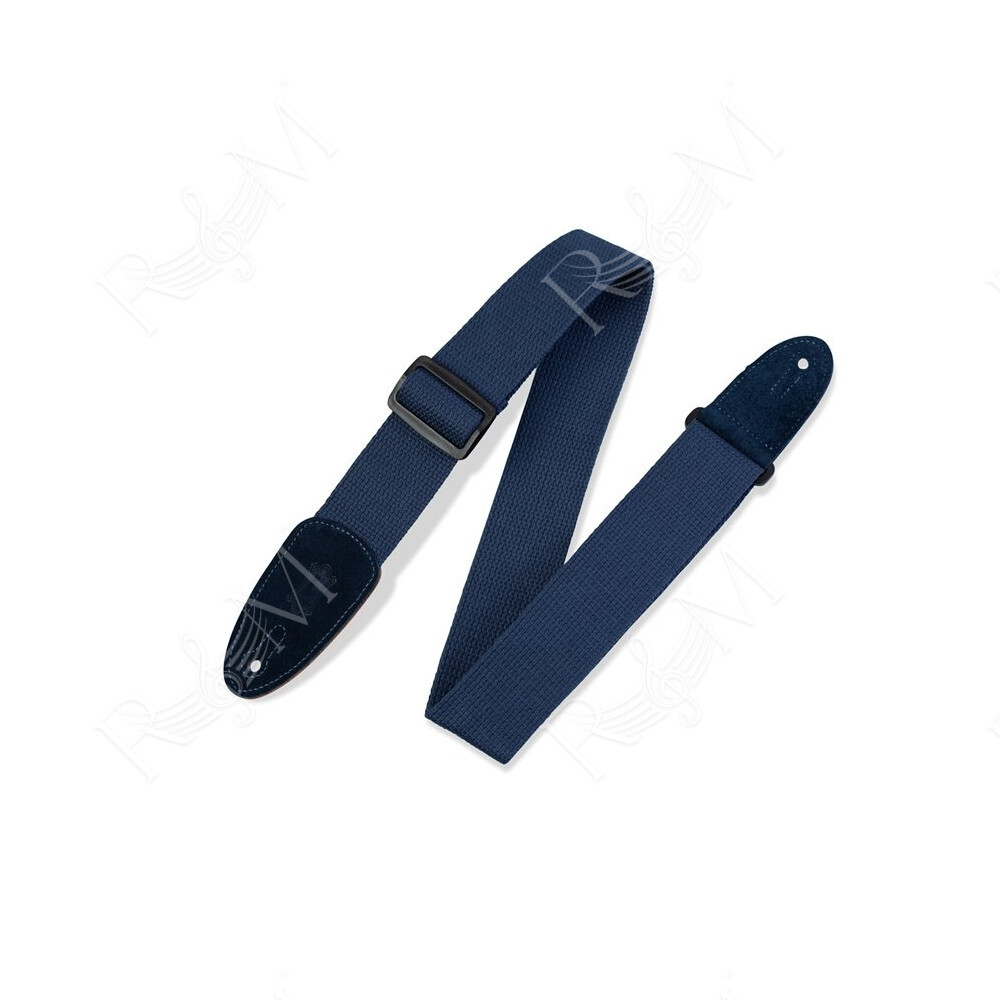MC8-NAV Tracolla in cotone con terminali in pelle scamosciata Navy 2"