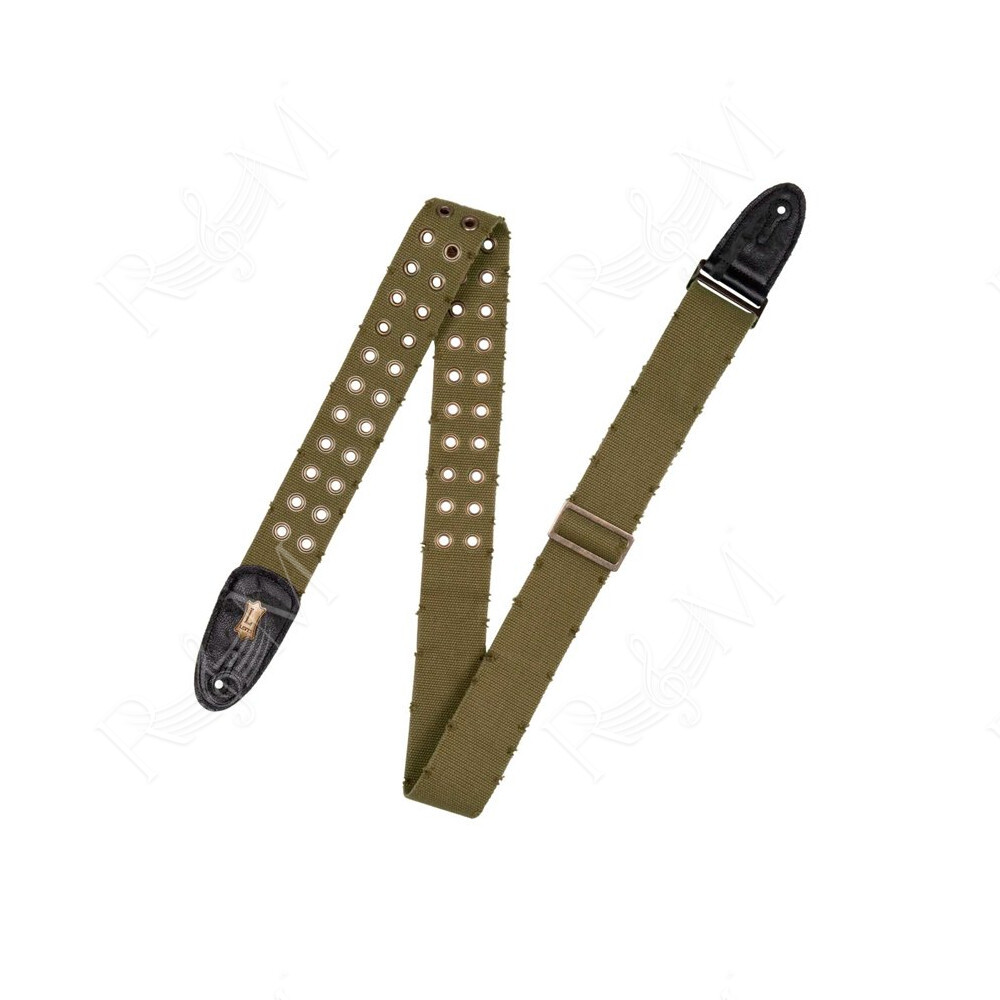 MC8TWEY-GRN Tracolla in cotone usurato con occhielli in ottone Green 2"