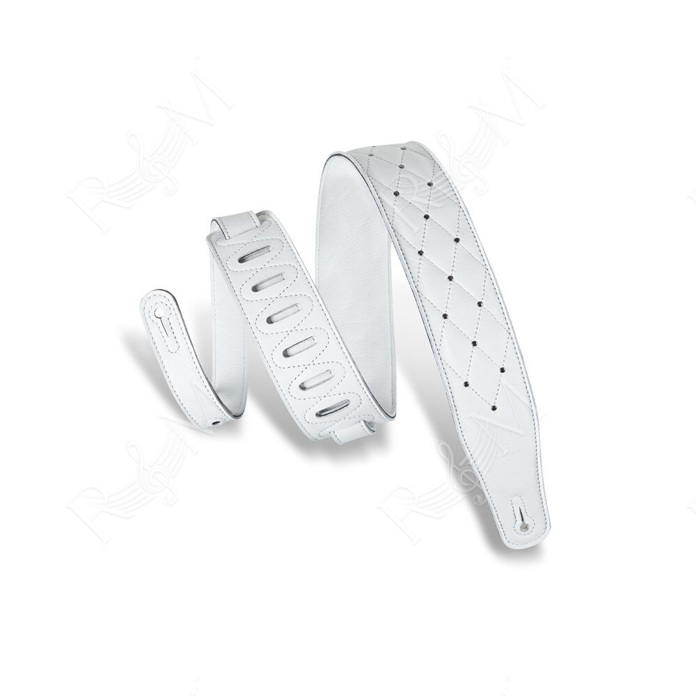 MG26DS-WHT_ABK Tracolla in pelle Tufted White 2 1/2"
