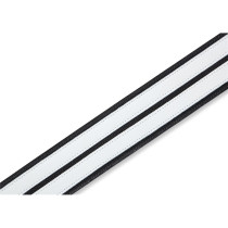 MG317DRS-BLK_WHT Tracolla in pelle Double Racing Stripe Black White 2 1/2"