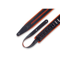 MG317DRS-ORG_BLK Tracolla in pelle Double Racing Stripe Orange Black 2 1/2"