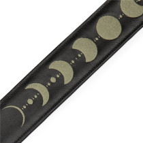 MG317MP-BLK-GRN Tracolla in pelle Green Moon Phases Black 2 1/2"