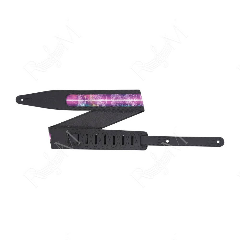 MG317Z-BLK Tracolla in pelle con stampa Cosmic Window Cut Out Black 2 1/2"