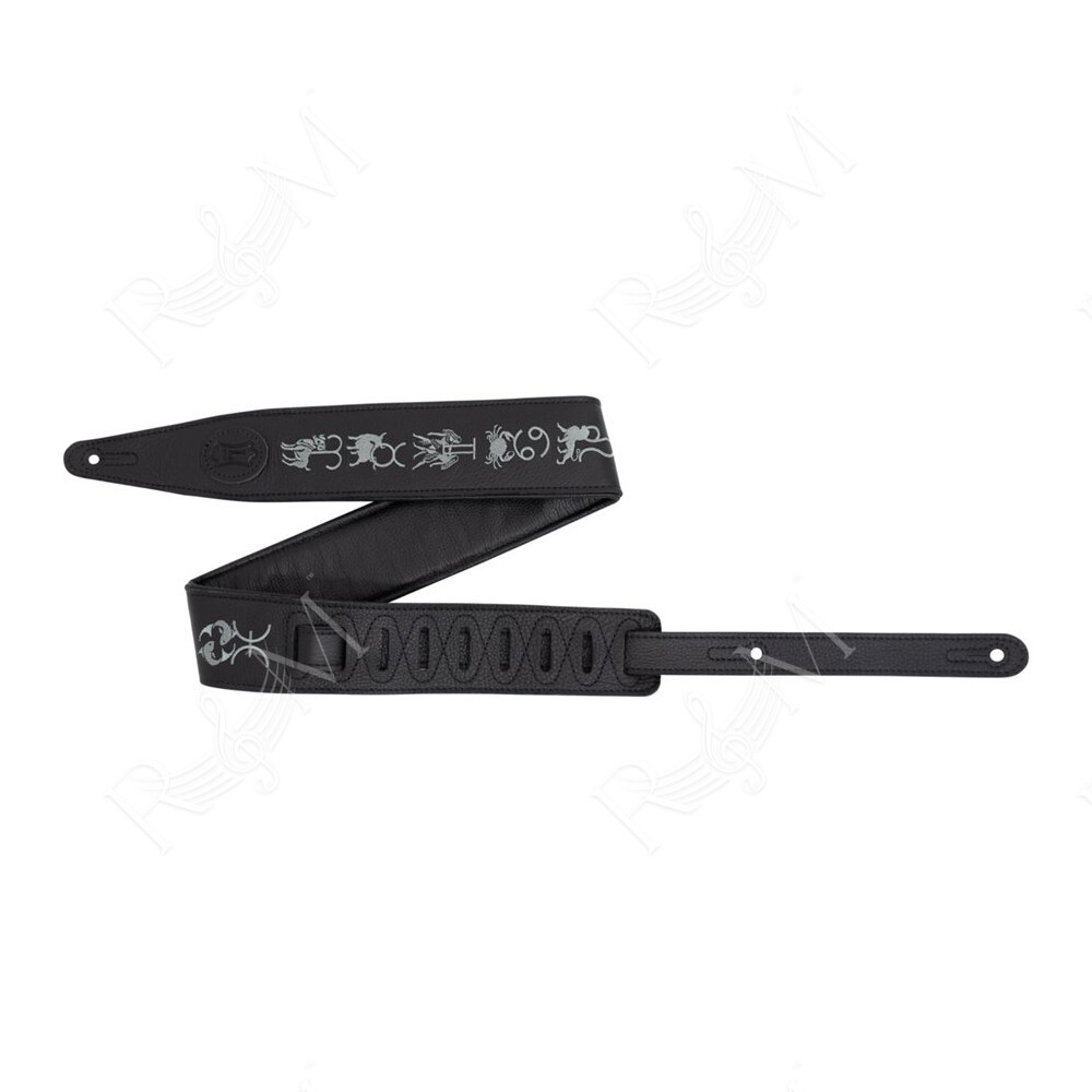 MG317ZE-BLK Tracolla in pelle ricamata Zodiac Signs Black 2 1/2"