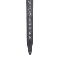 MG317ZE-BLK Tracolla in pelle ricamata Zodiac Signs Black 2 1/2"