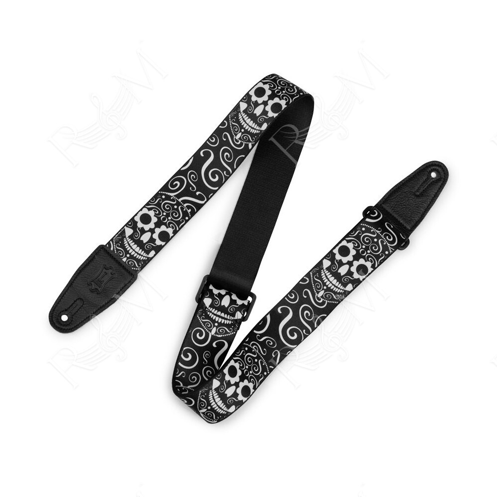 MP2CAL-003 Tracolla in poliestere Calaca Series Black and White Skull 2"