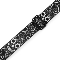 MP2CAL-003 Tracolla in poliestere Calaca Series Black and White Skull 2"