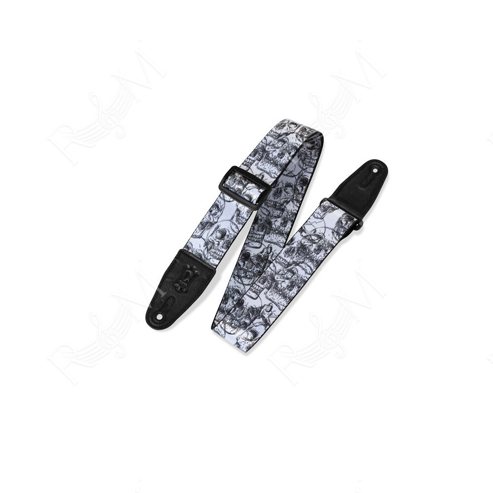 MPD2-048 Tracolla in poliestere White & Black Skulls 2"