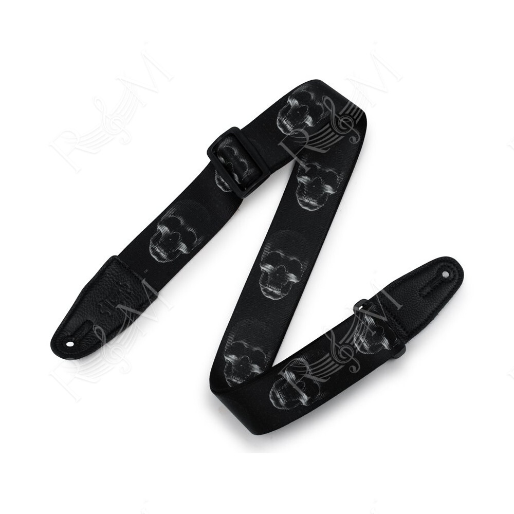 MPD2-112 Tracolla in poliestere Black & White Skulls 2"