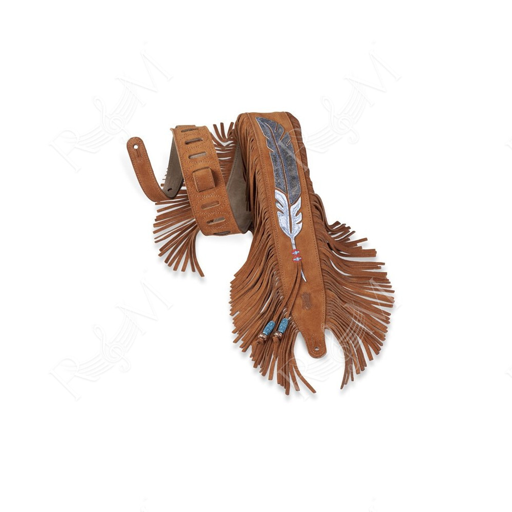 MS17AIF-004 Tracolla in pelle scamosciata Fringe Feather 2 1/2"