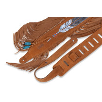 MS17AIF-004 Tracolla in pelle scamosciata Fringe Feather 2 1/2"