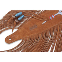 MS17AIF-004 Tracolla in pelle scamosciata Fringe Feather 2 1/2"