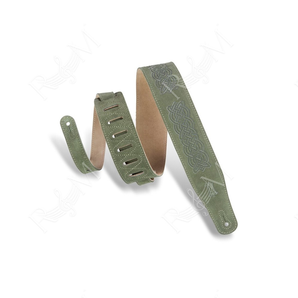 MS26CK-GRN Tracolla in pelle scamosciata Celtic Embossed Green 2 1/2"