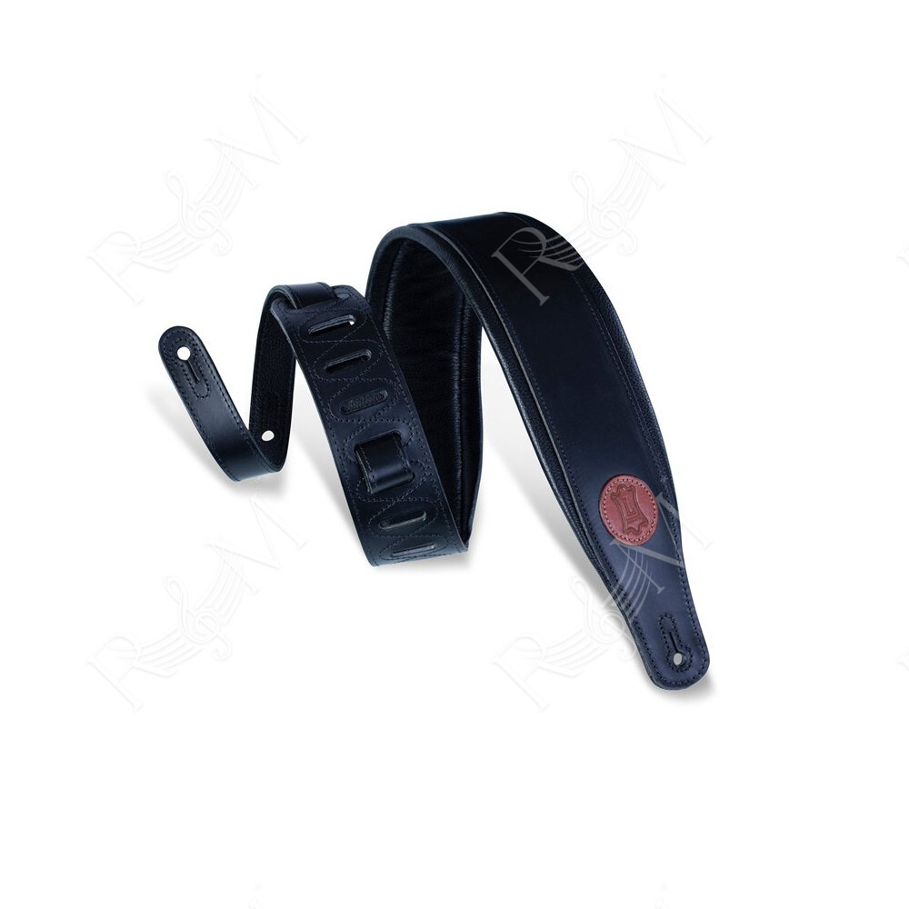 MSS1-BLK Tracolla in pelle conciata al vegetal imbottita Black 3"