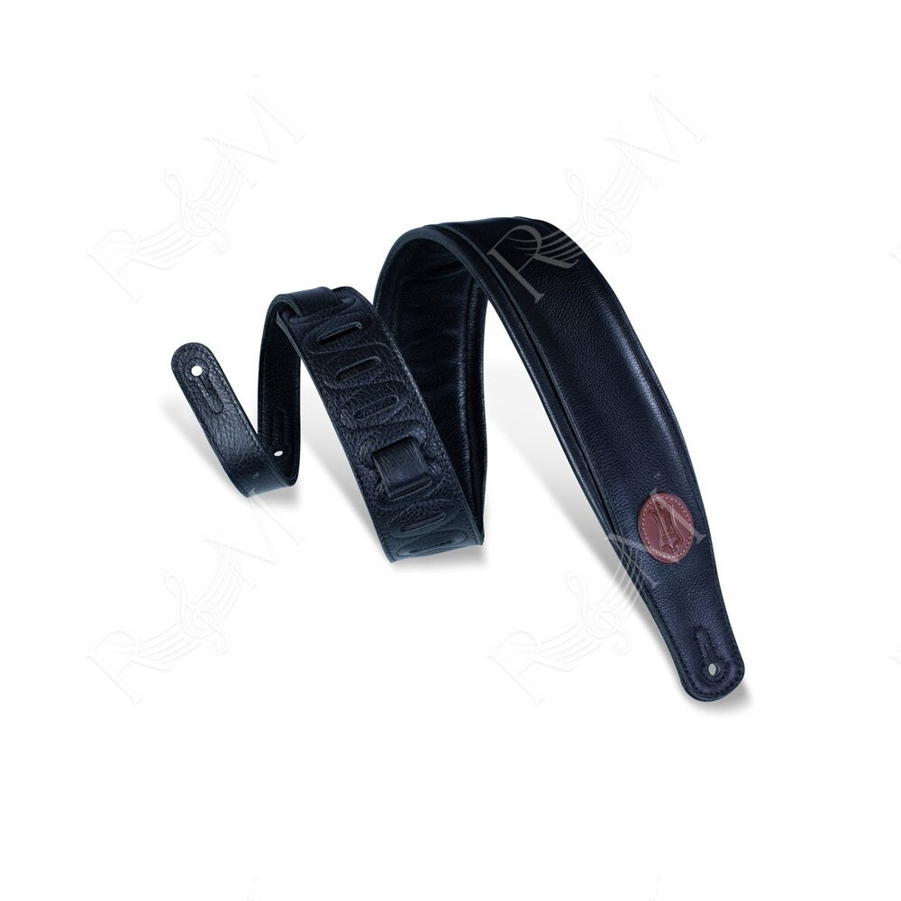 MSS2-BLK Tracolla in pelle imbottita Pebbled Black 3"