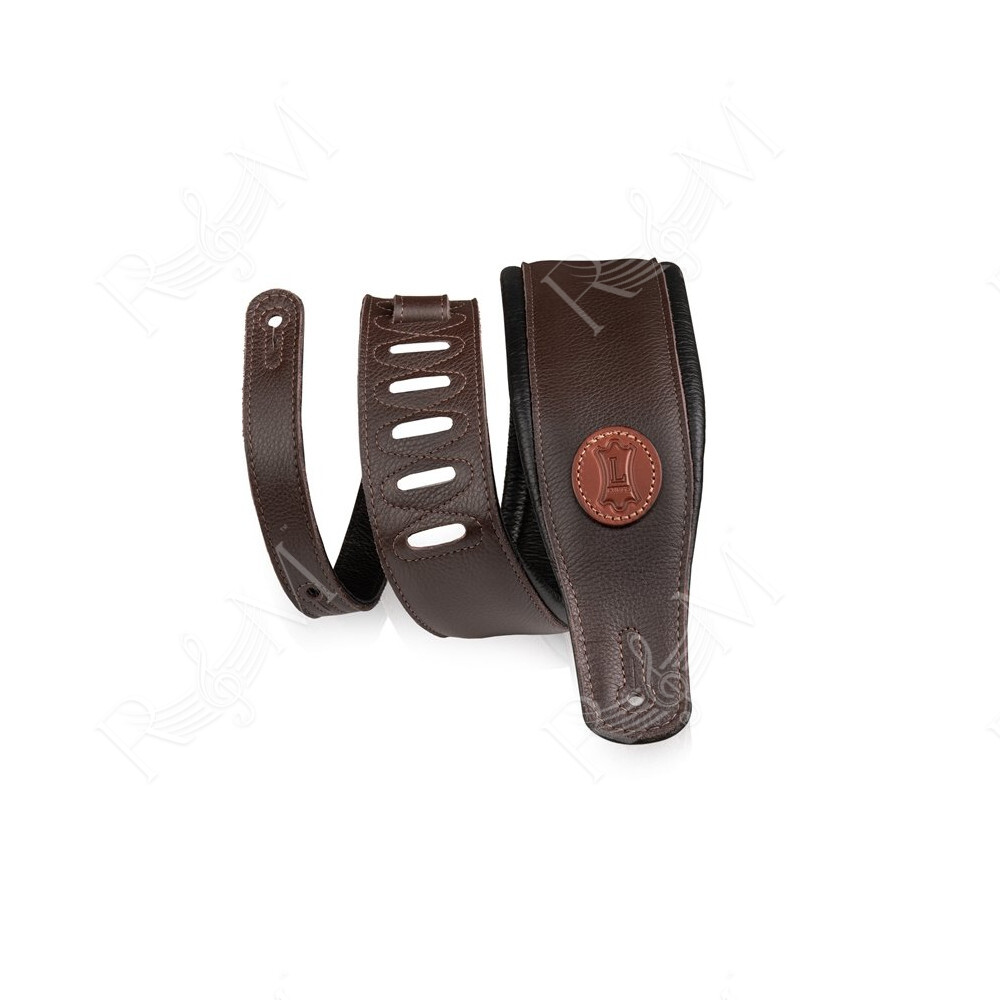 MSS2-DBR Tracolla in pelle imbottita Dark Brown 3"