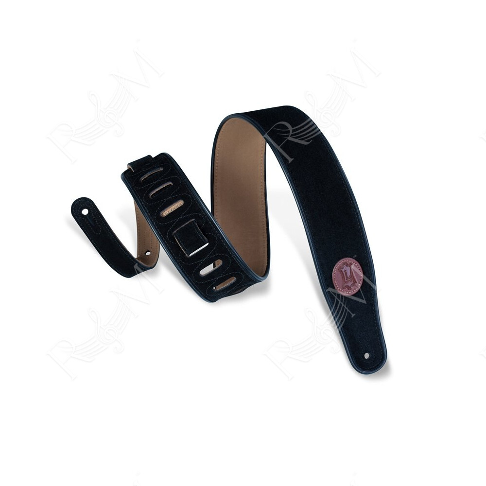 MSS3-BLK Tracolla in pelle scamosciata con piping Black 2 1/2"