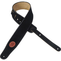 MSS3-BLK Tracolla in pelle scamosciata con piping Black 2 1/2"
