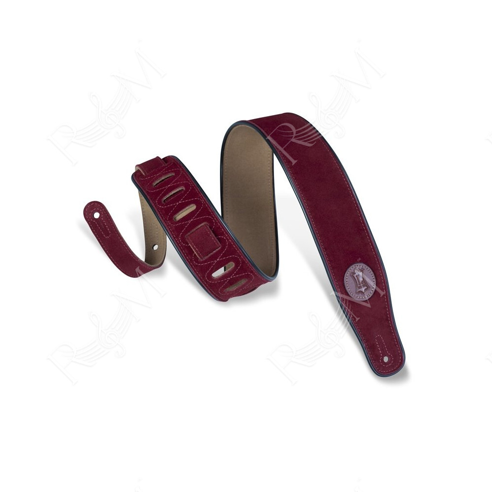MSS3-BRG Tracolla in pelle scamosciata Burgundy con piping Black 2 1/2"