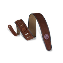 MSS3-BRN Tracolla in pelle scamosciata Brown con piping Black 2 1/2"