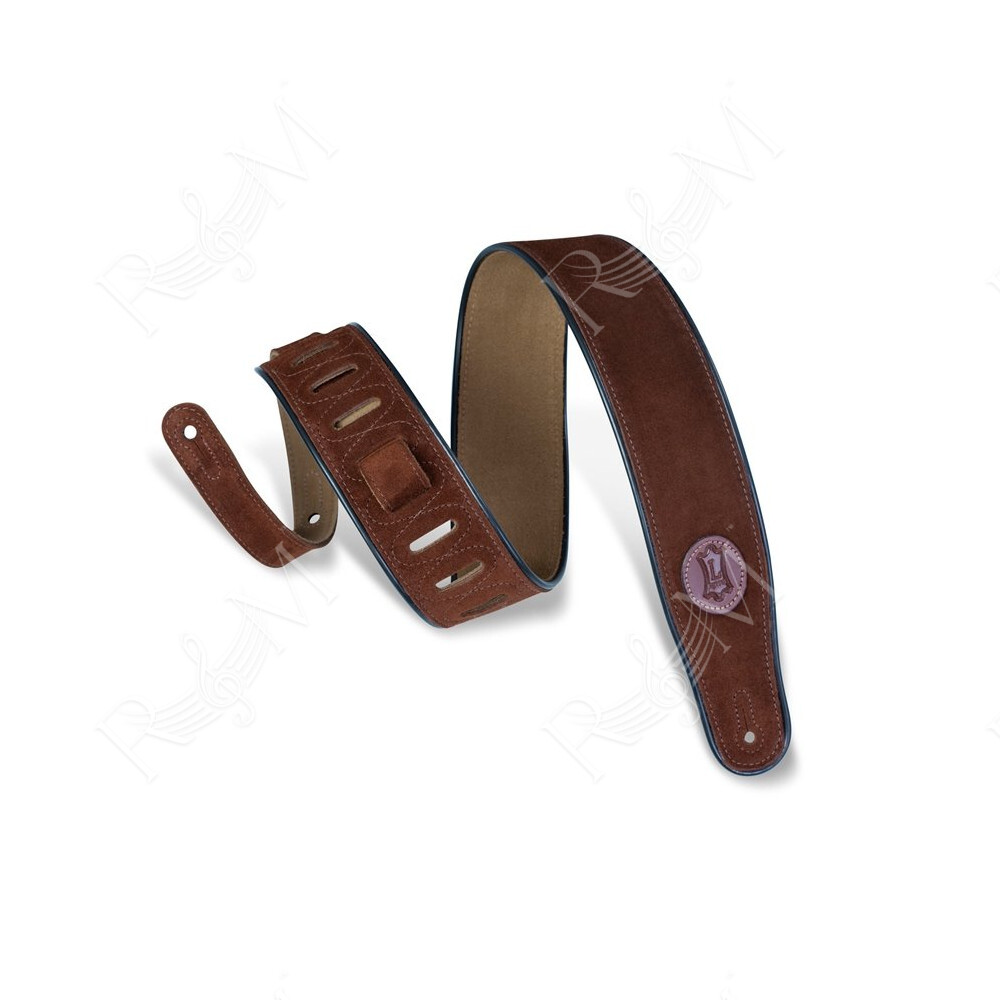 MSS3-BRN Tracolla in pelle scamosciata Brown con piping Black 2 1/2"