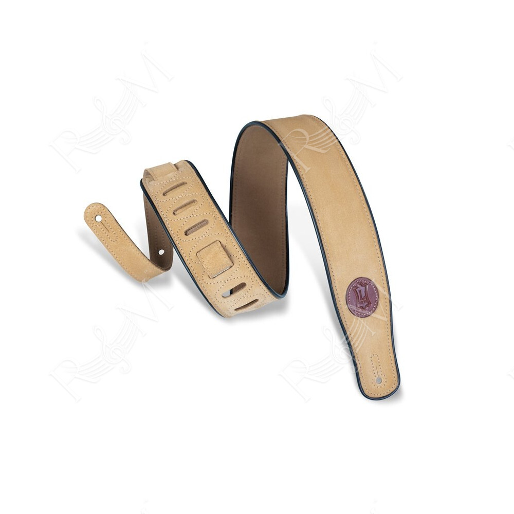 MSS3-TAN Tracolla in pelle scamosciata con piping Tan & Black 2 1/2"