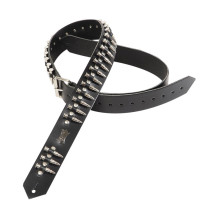 PM28-2B-BLK Tracolla in pelle con proiettili finti Bullets 2"
