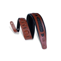 PM31-WAL Tracolla in pelle conciata al vegetale Walnut Embroidered 3"