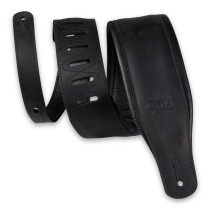 PM32BH-BLK Tracolla in pelle morbida Distressed Black 3"