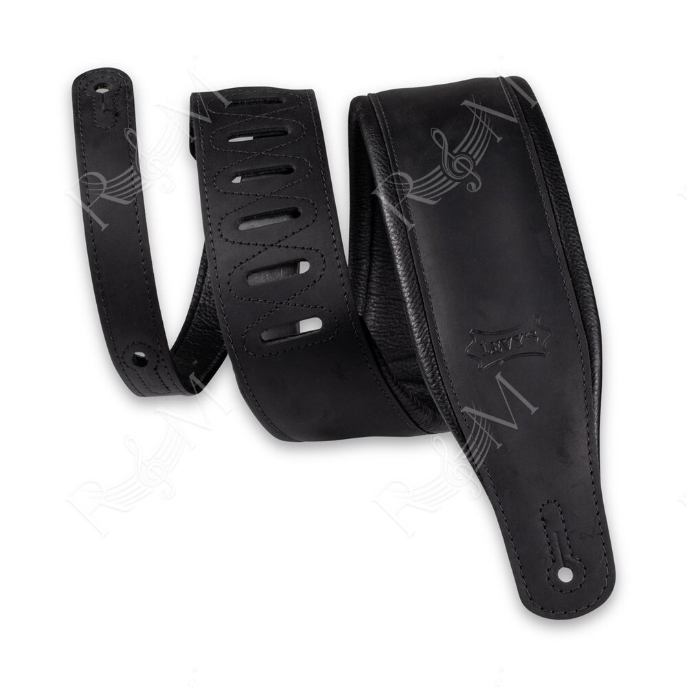 PM32BH-BLK Tracolla in pelle morbida Distressed Black 3"