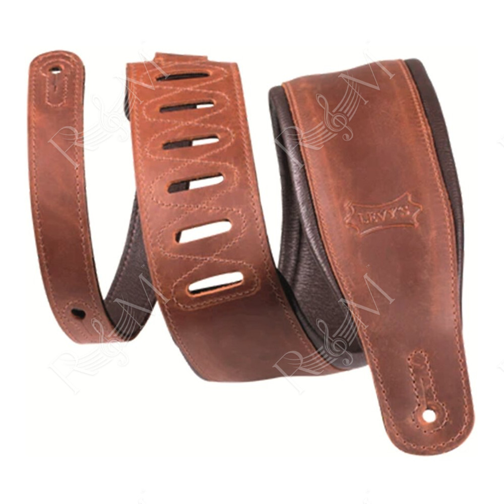 PM32BH-BRN Tracolla in pelle morbida Distressed Brown 3"