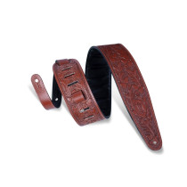 PM44T01-WAL Tracolla in pelle conciata al vegetale con motivo lavorato a mano Walnut 3"
