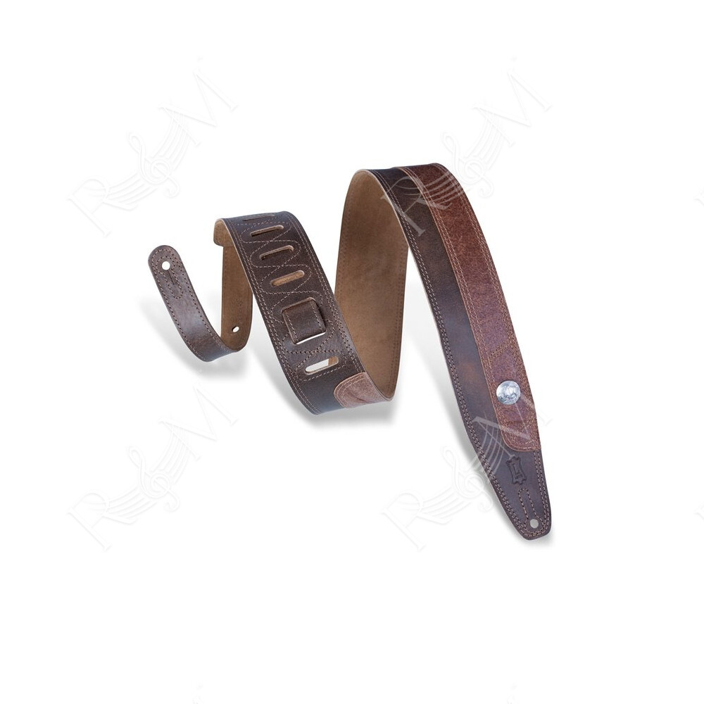 PMD4BU-DBR Tracolla in pelle con 5 cent coin Two Tone Brown 2 1/2"