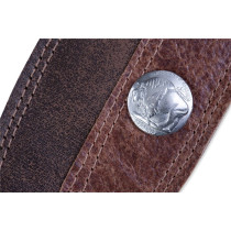 PMD4BU-DBR Tracolla in pelle con 5 cent coin Two Tone Brown 2 1/2"