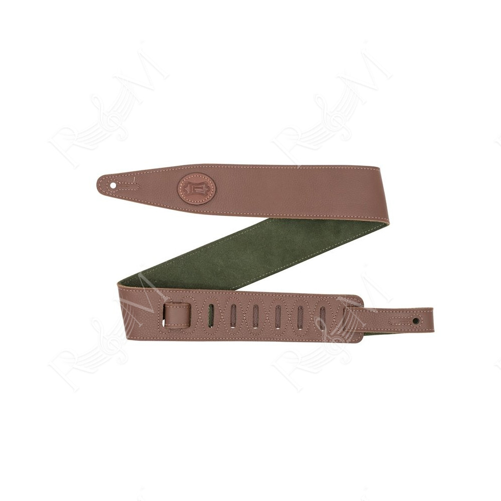 MGS317ST-BRN-GRN Tracolla in pelle con retro in pelle scamosciata Brown & Green 2 1/2"