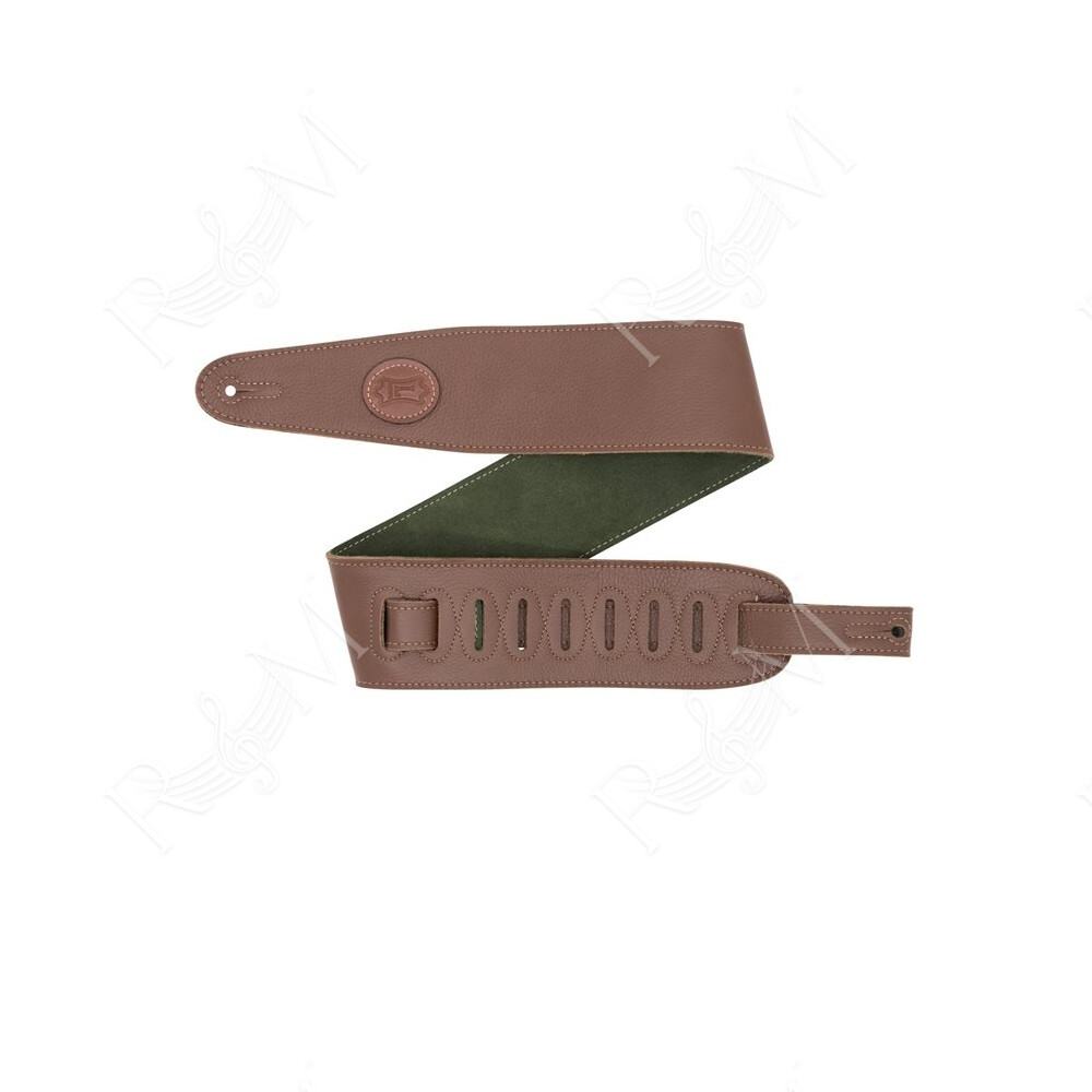 MGS44ST3-BRN-GRN Tracolla in pelle con retro in pelle scamosciata Brown & Green 3"