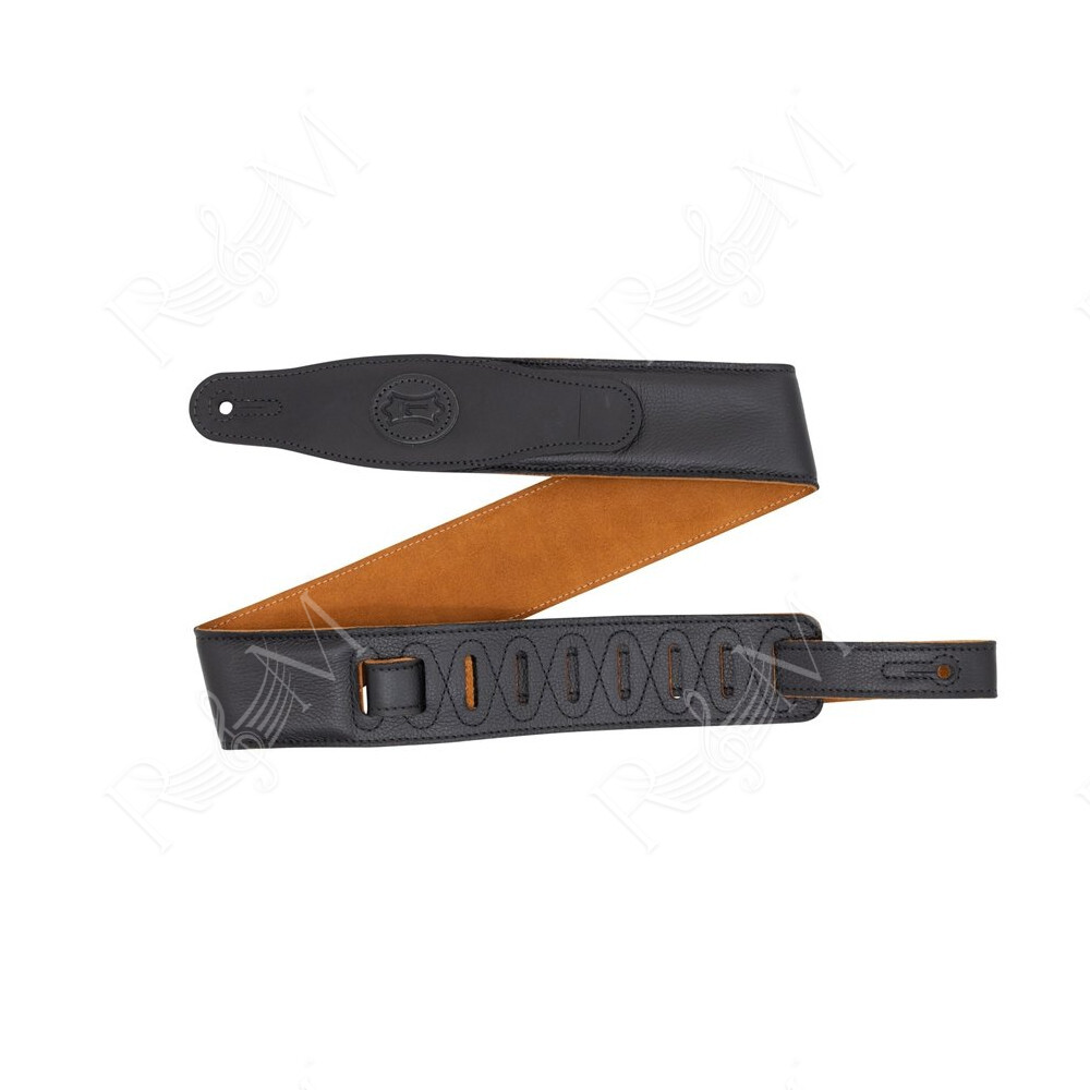 MGS80CS-BLK-HNY Tracolla in pelle imbottita con retro in pelle scamosciata Black & Honey 2 1/2"
