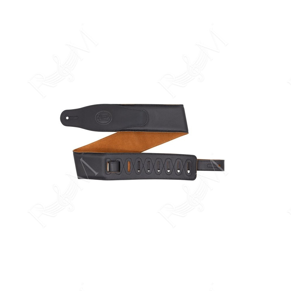 MGS83CS-BLK-HNY Tracolla in pelle imbottita con retro in pelle scamosciata Black & Honey 3"