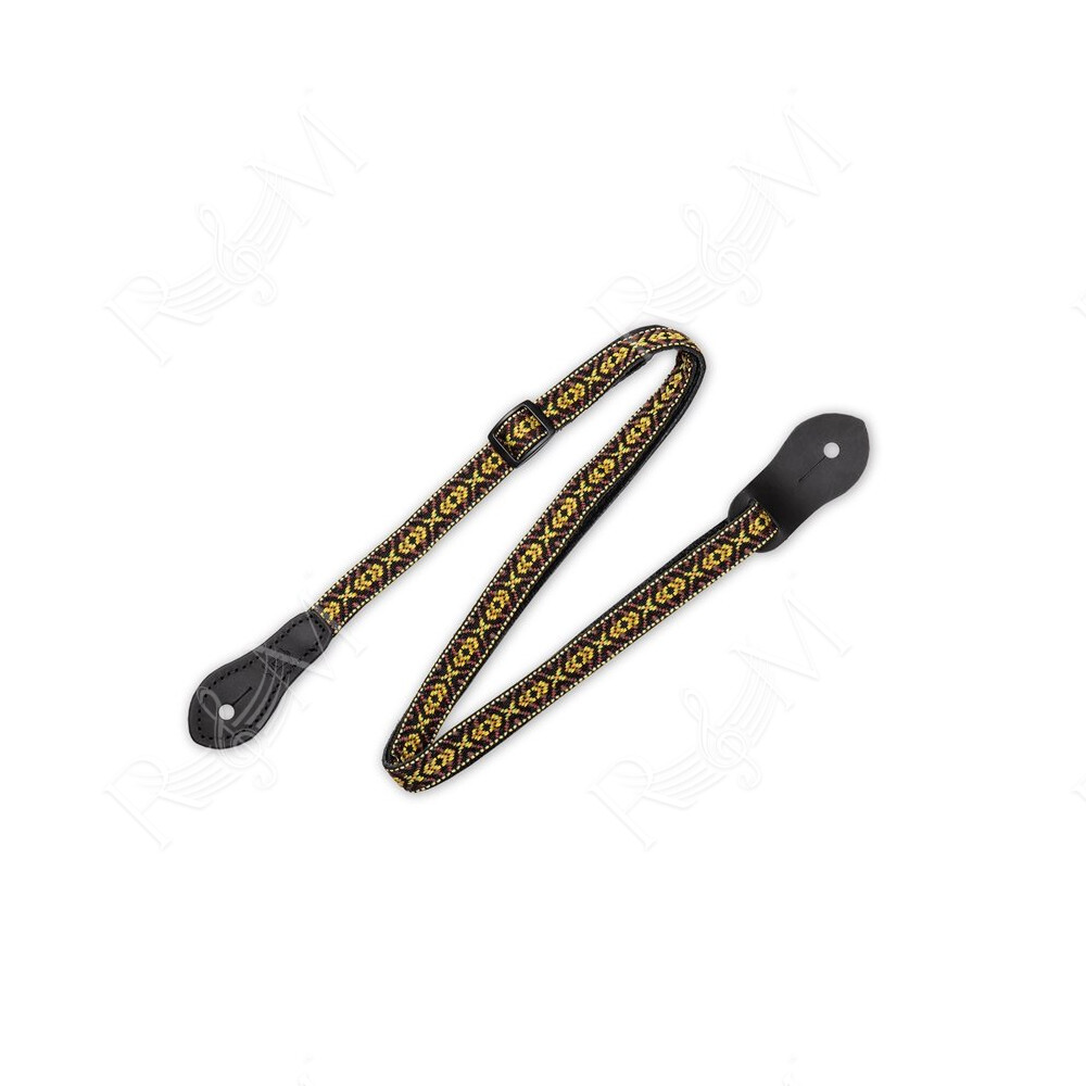 MJ19UKE-002 Tracolla per ukulele in jacquard Black & Yellow 1/2"