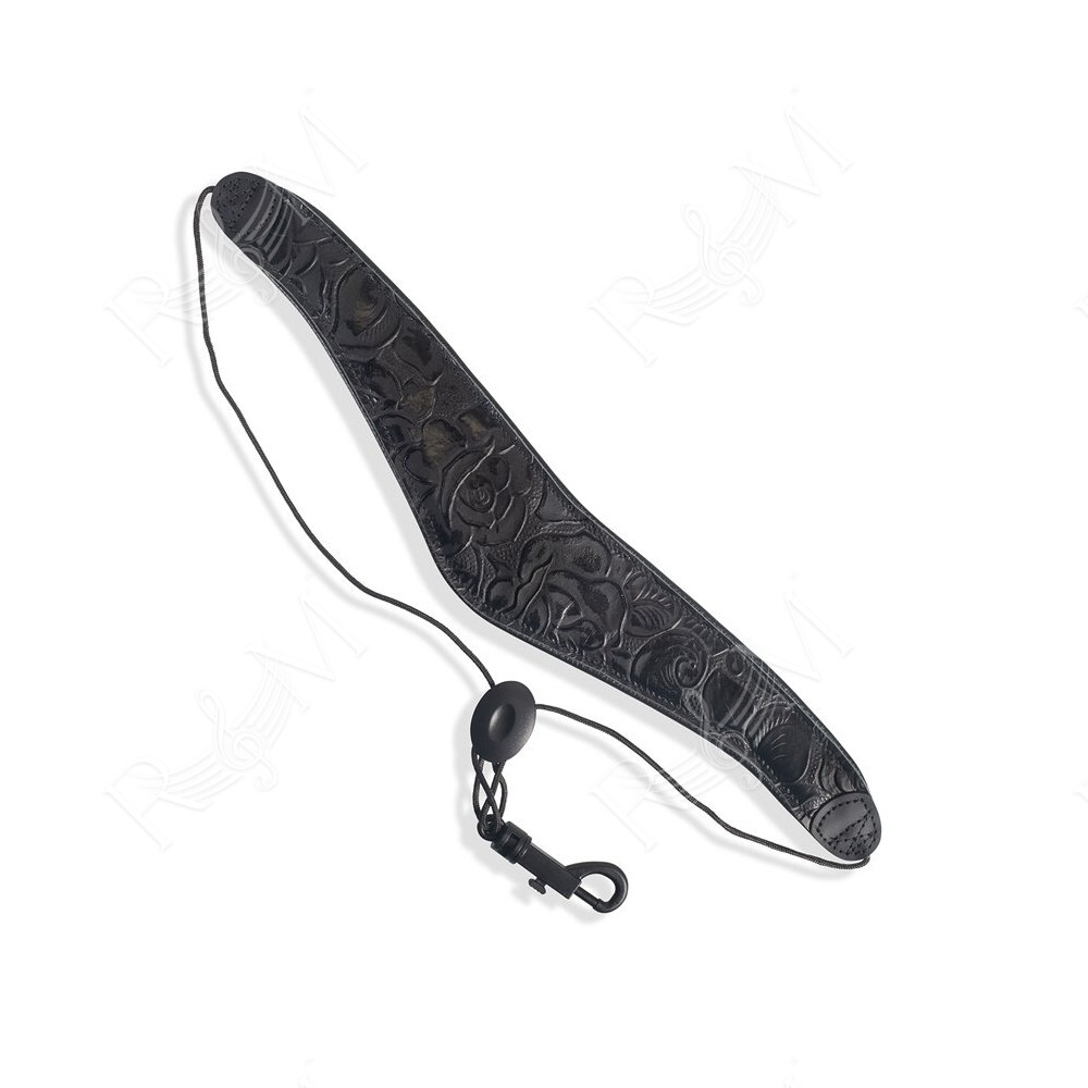 M27W-003 Tracolla per sax in pelle Deluxe Black Rose Black 2"