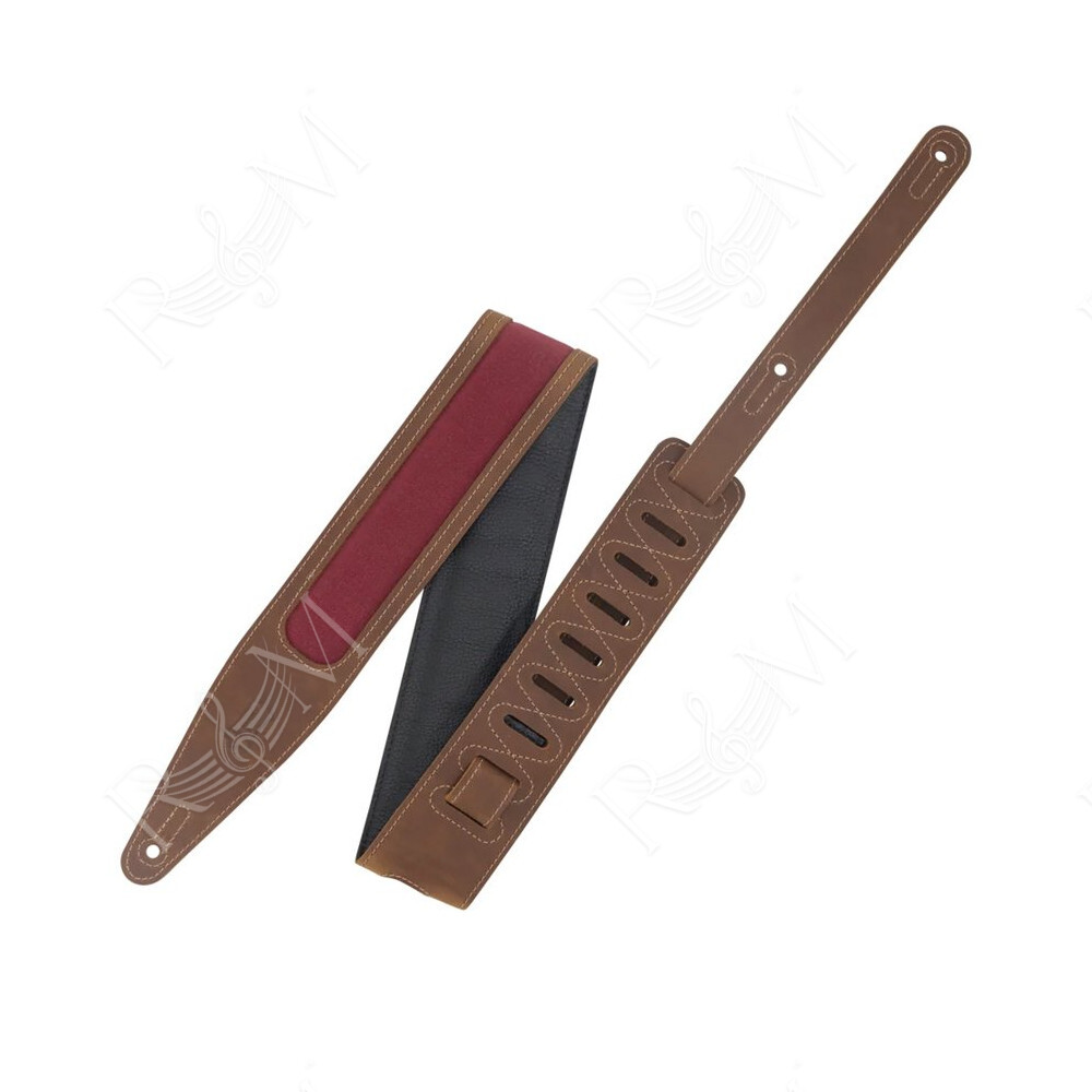 M317TRI-BRN-BRG Tracolla in pelle Crazy Horse Brown Burgundy 2 1/2"