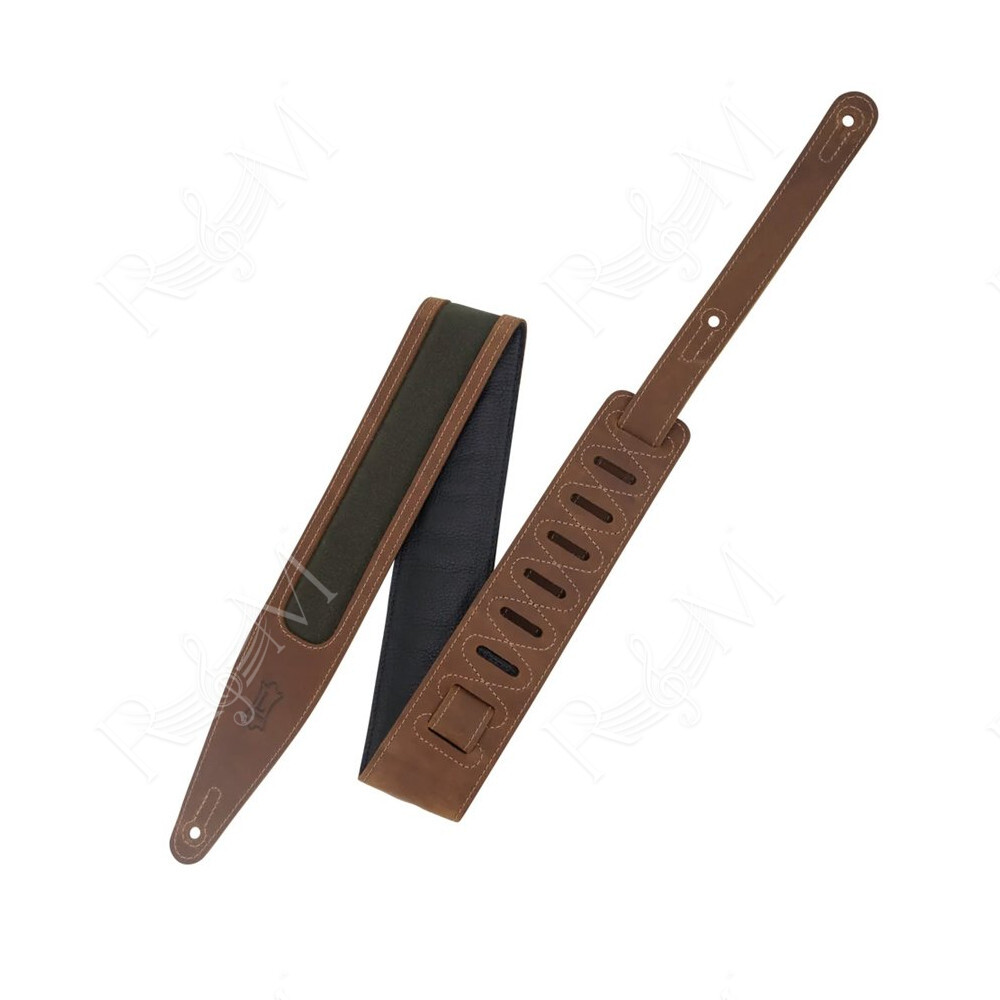 M317TRI-BRN-GRN Tracolla in pelle Crazy Horse Brown Green 2 1/2"