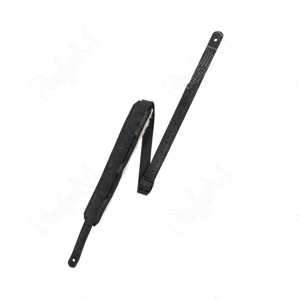 M11BGVDX-BLK Tracolla in pelle goffrata e retro in pecora Black 2"