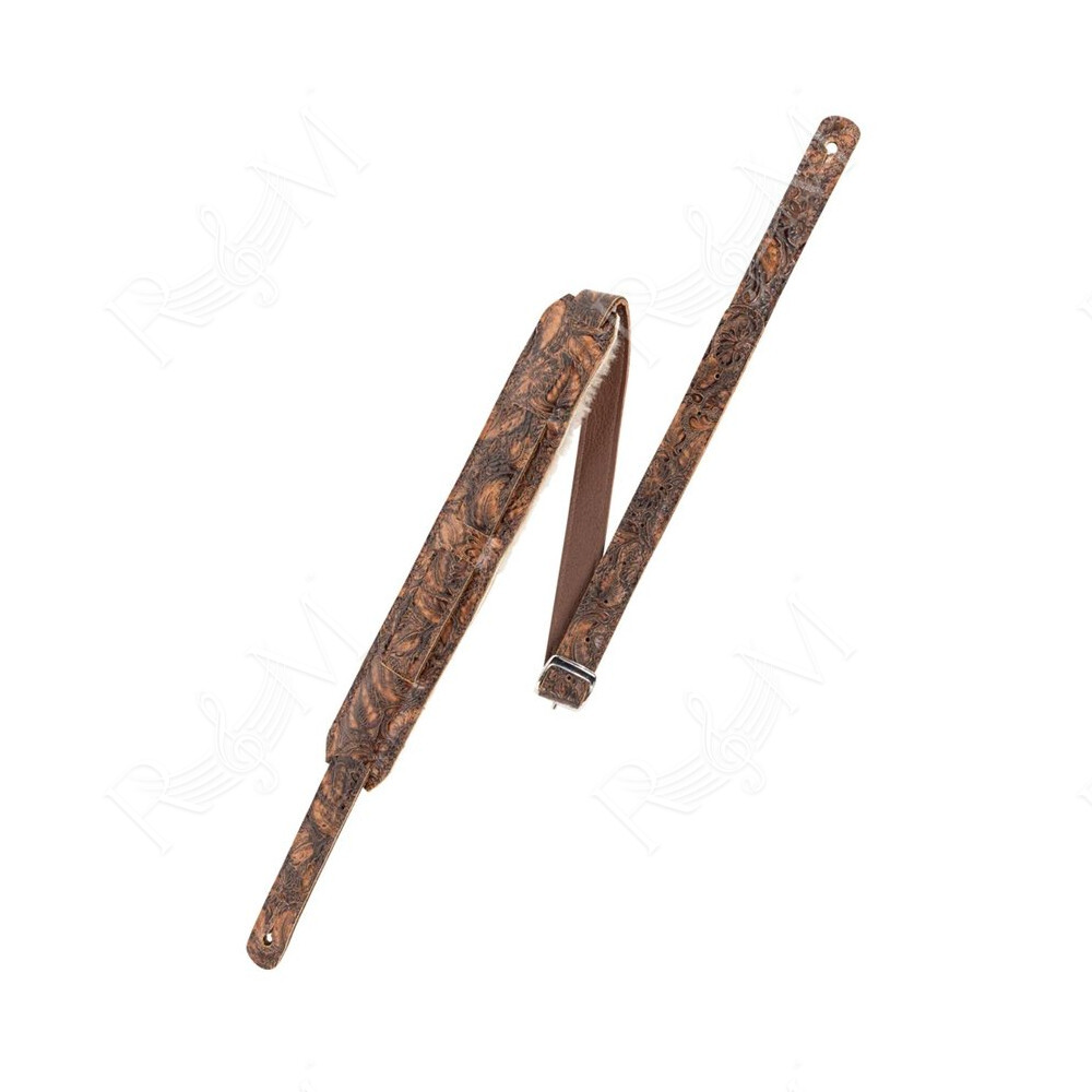 M11BGVDX-BRN Tracolla in pelle goffrata e retro in pecora Brown 2"