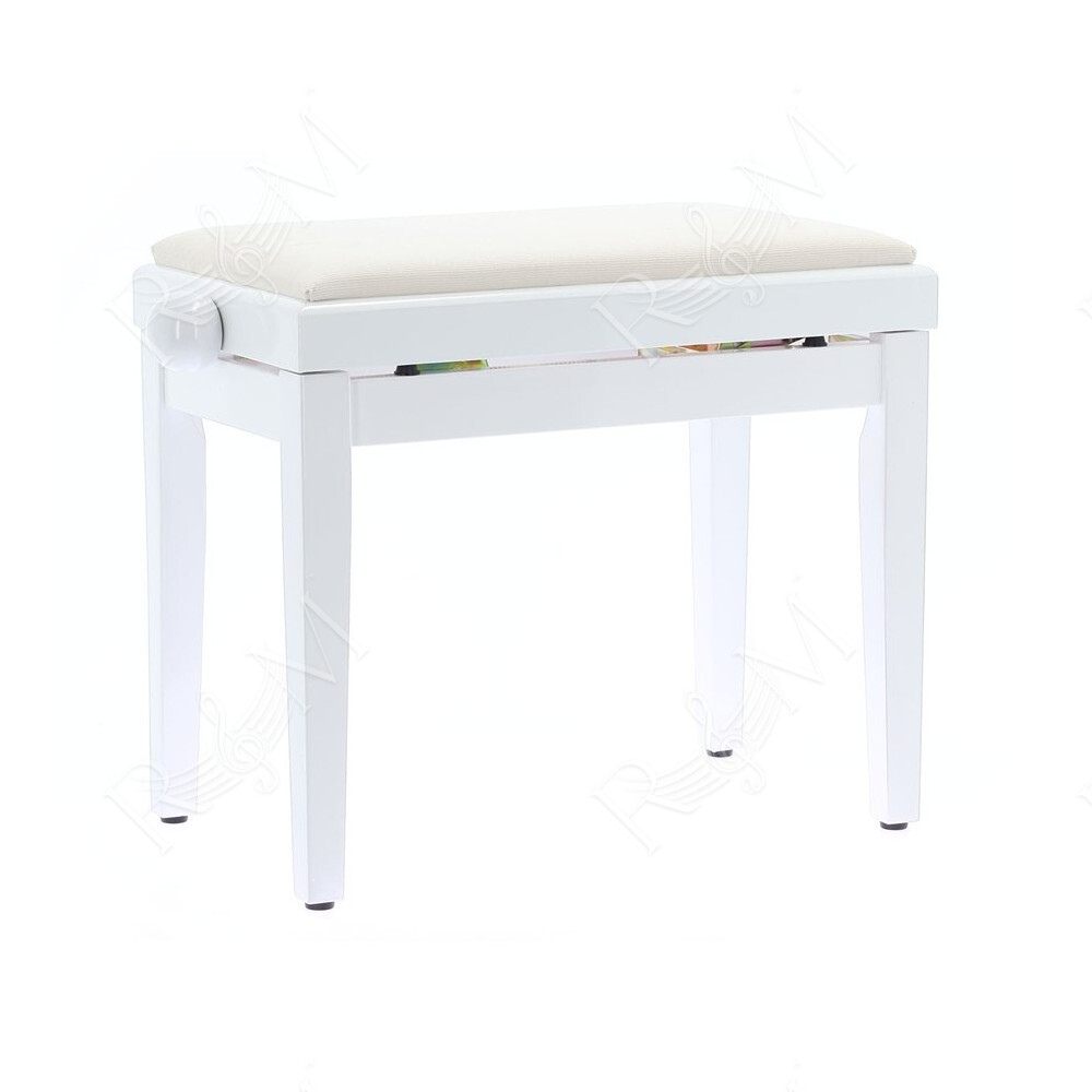 PB/010 WH L Panca in Legno Bianco Lucido per Pianoforte